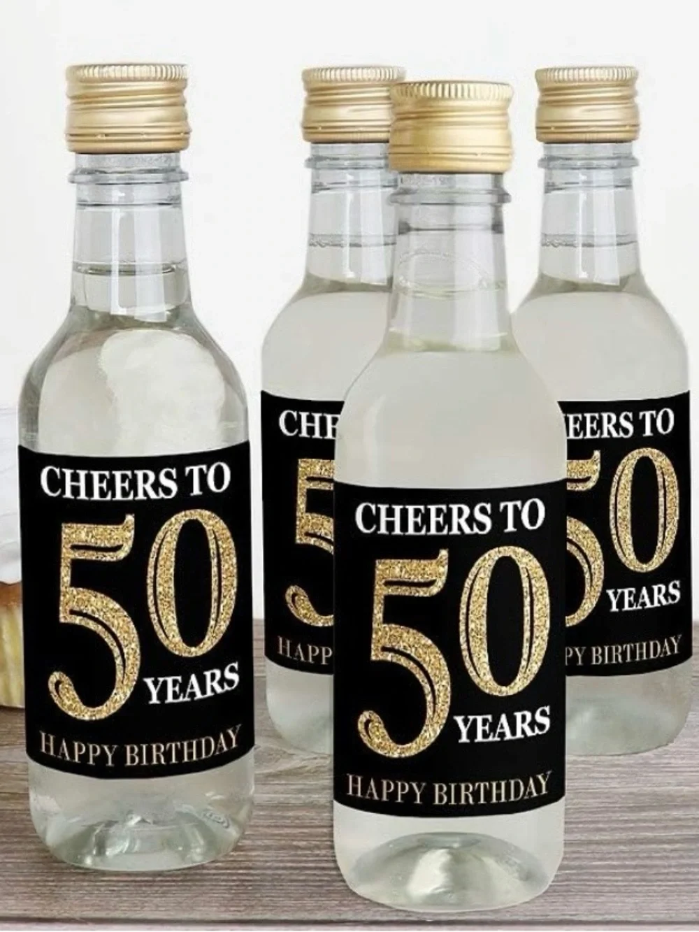 50th birthday labels/stickers Black and Gold Party Celebration Decorations